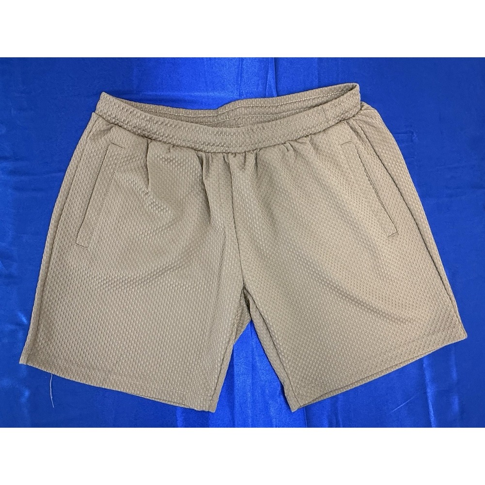 Fleece Factory Men's Medium Brown Shorts Textured Inner Drawstring 7" Gym Casual